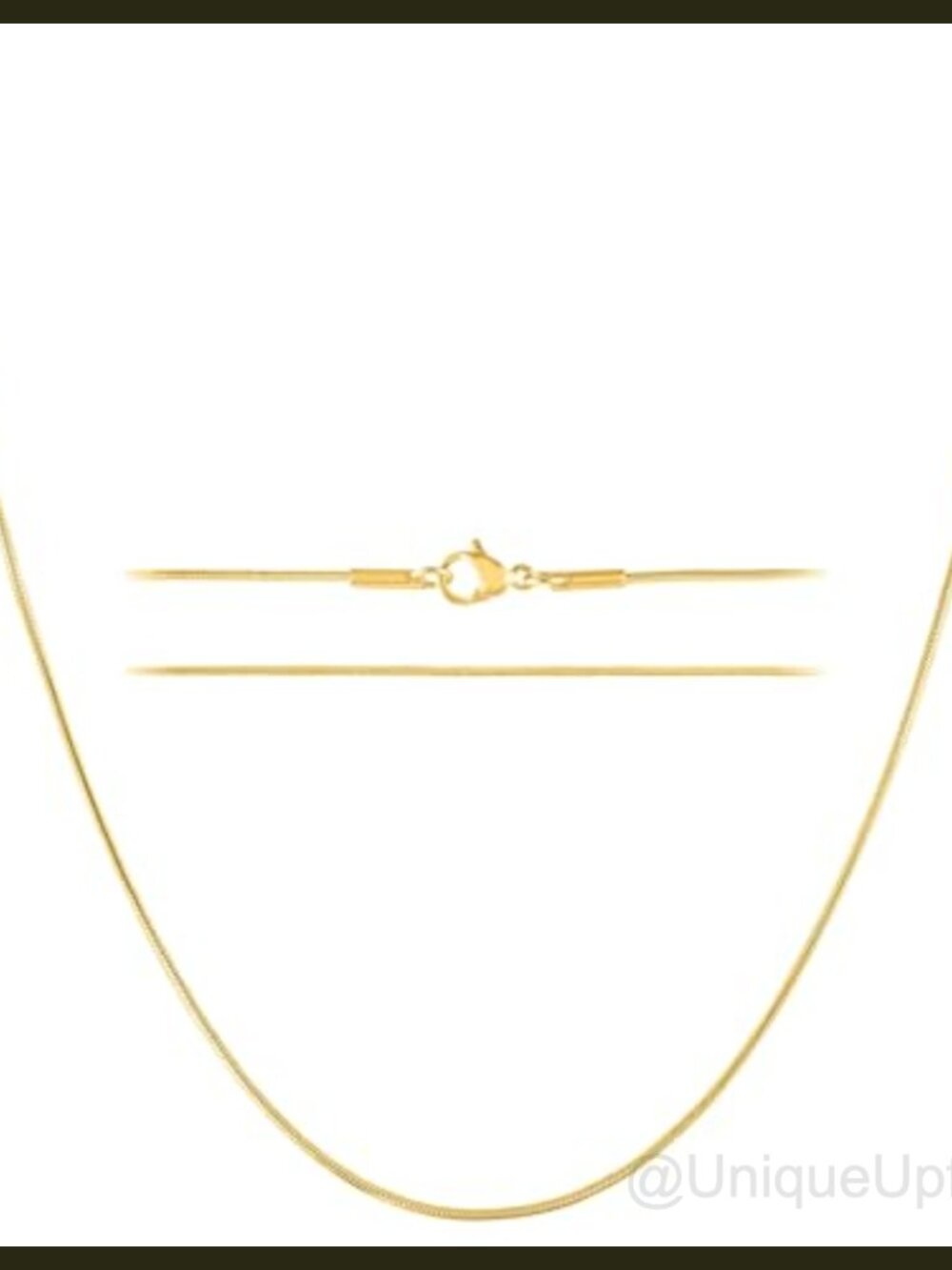 24K Gold Plated Stainless Steel Snake Chain Necklace Thin 1mm Layering
